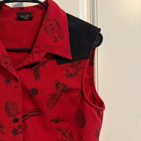 Rock Steady Women’s Space Themed Vest with Tie Front - Picture 3 of 6